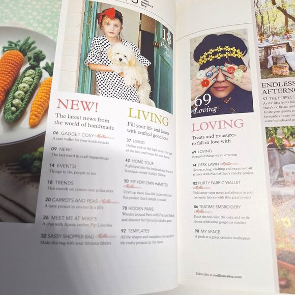 Mollie Makes UK Magazine Issue 5 2011 Crochet Vegetables Linen Kit Retro Craft - Picture 4 of 13